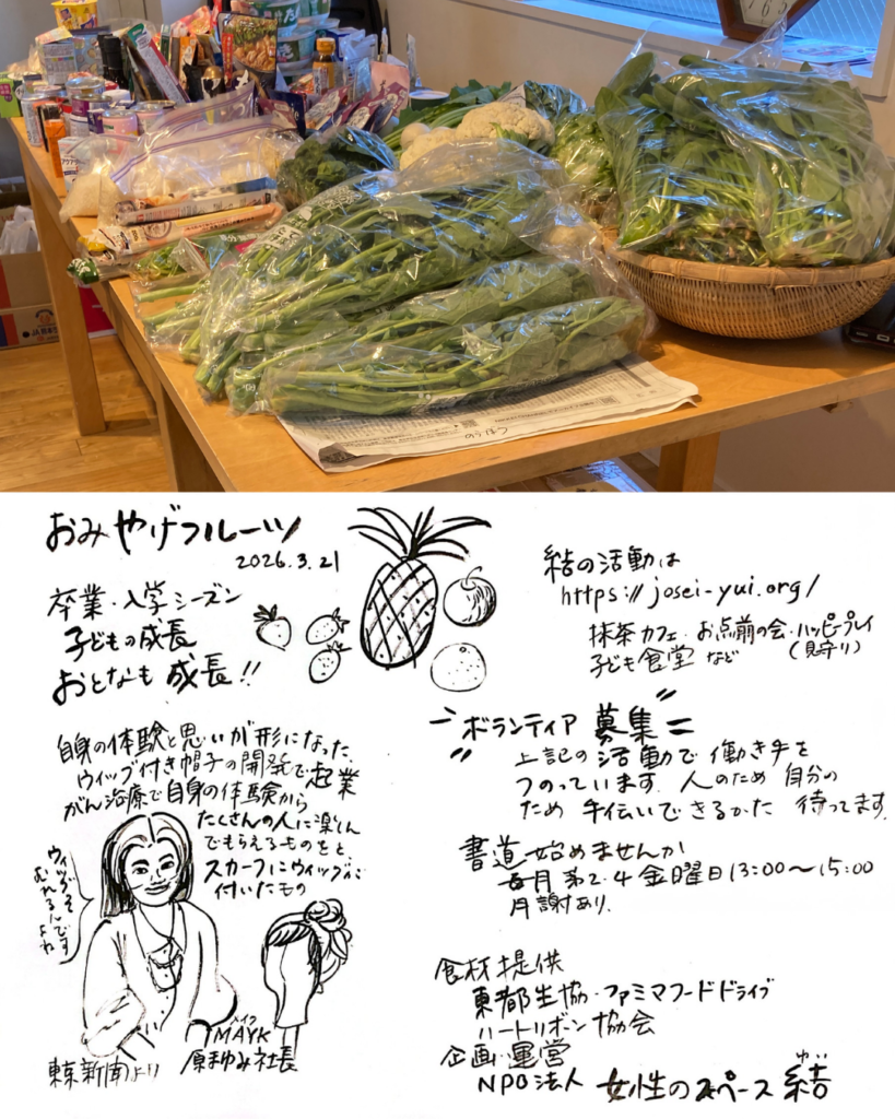 おみやげフルーツの報告_野菜とチラシ画像_3月21日分